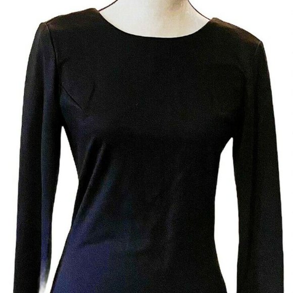 Ponte Sheath Cut Out Back Bow Long Sleeve Dress MD - Picture 2 of 7